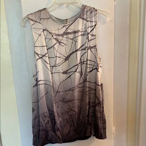Vince Silver and White Graphic Tank Top